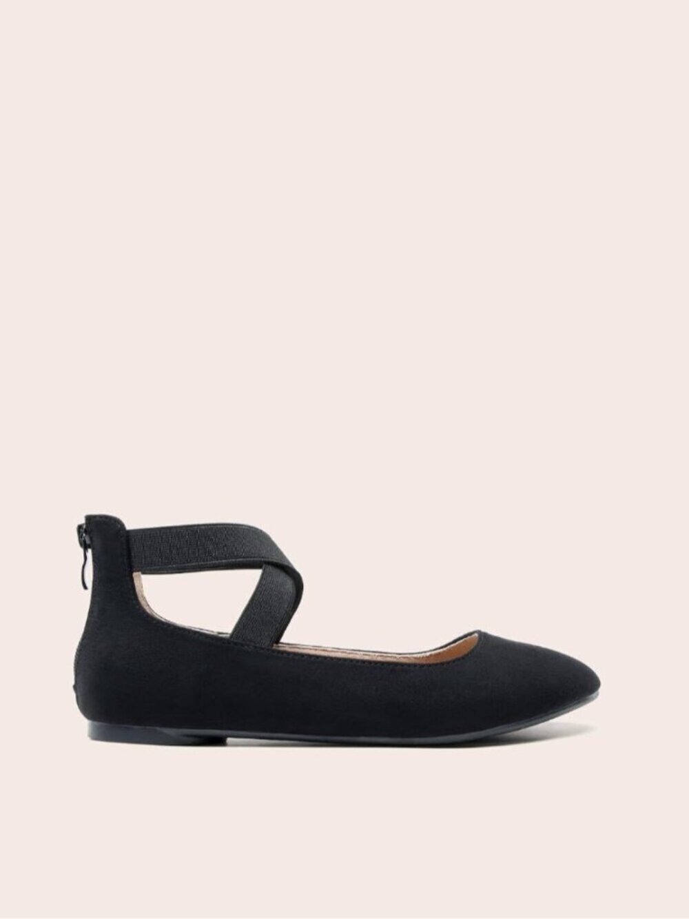 Women's Black Faux Leather Backstrap Comfortable Flexible Ankle Straps Flat Shoe - Picture 3 of 6